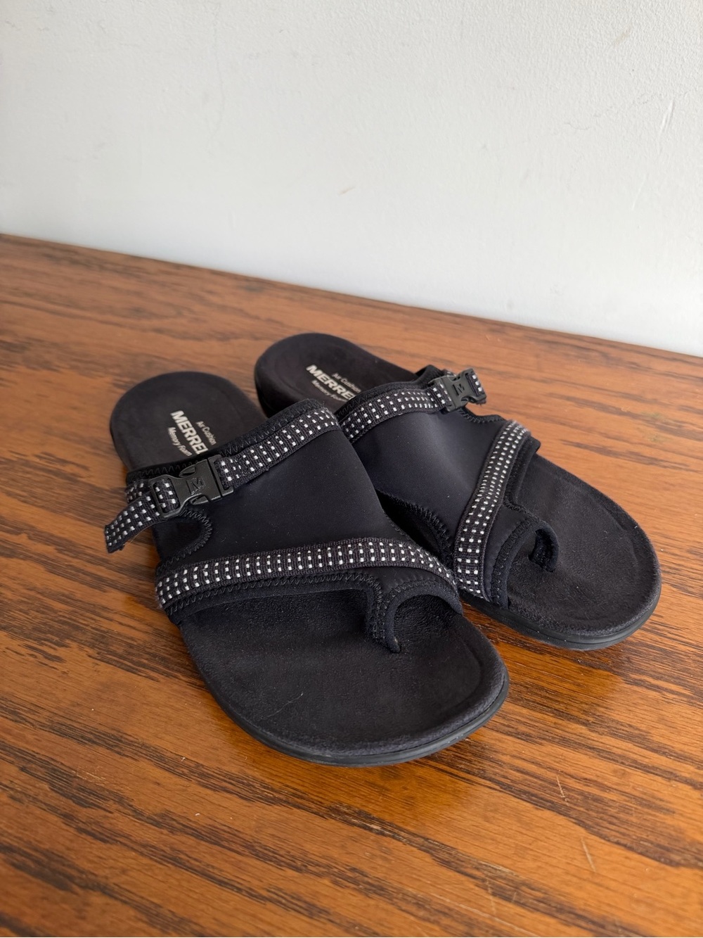 Merrell Black Slip-On Sandals with Studded Straps